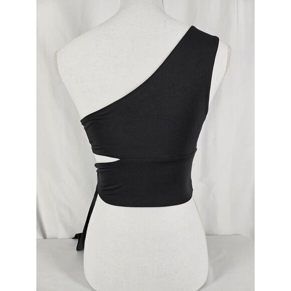 SILENCE + NOISE WOMEN'S BLACK ASYMMETRICAL ONE-SHOULDER TOP, SIZE SMALL - Picture 2 of 7